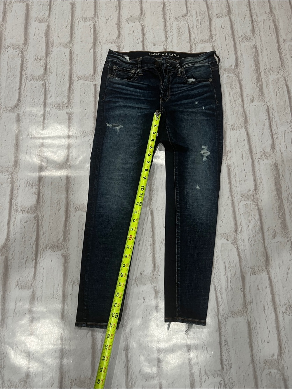 American Eagle Outfitters Dark Indigo Ripped Skinny Jeans